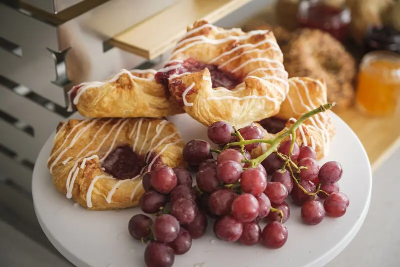 Plate of pastries and grapes